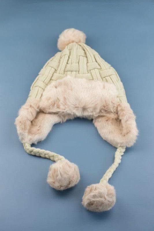 Cable Weave Pom Trapper Hat - SwagglyLife Home & Fashion