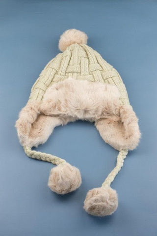 Cable Weave Pom Trapper Hat - SwagglyLife Home & Fashion