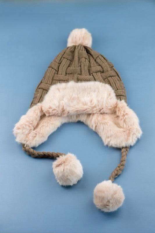 Cable Weave Pom Trapper Hat - SwagglyLife Home & Fashion