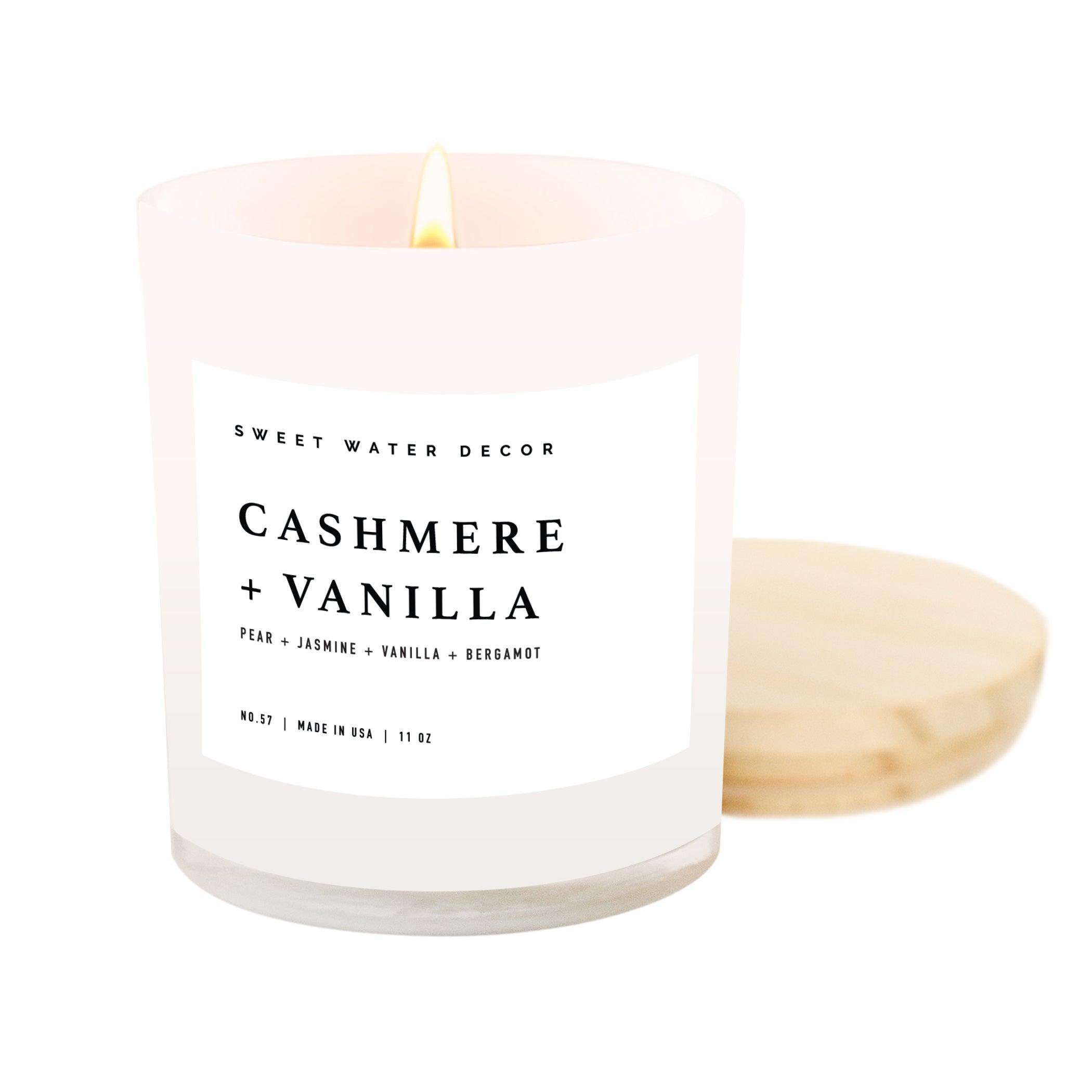 Cashmere and Vanilla Soy Candle - White Jar - 11 oz - SwagglyLife Home & Fashion