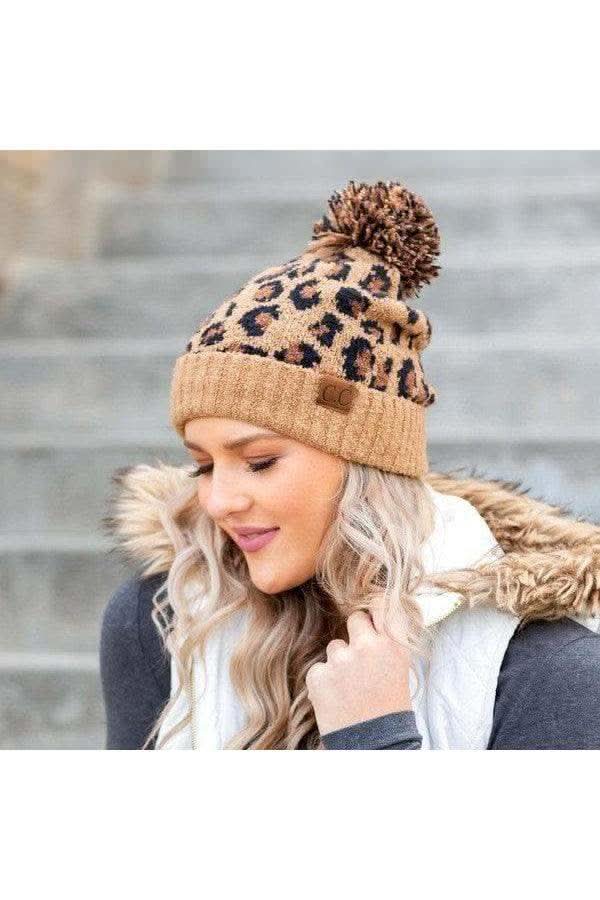 CC Leopard Pom Beanie - SwagglyLife Home & Fashion