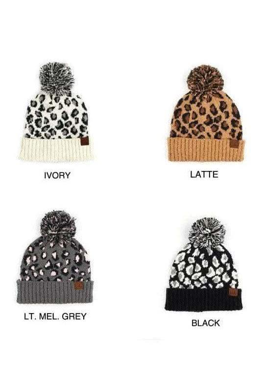 CC Leopard Pom Beanie - SwagglyLife Home & Fashion