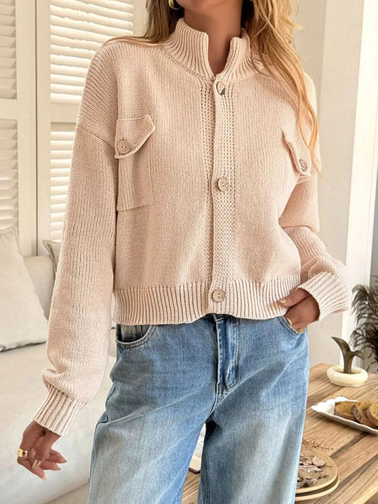Button-Down Knit Cardigan in Apricot - photo
