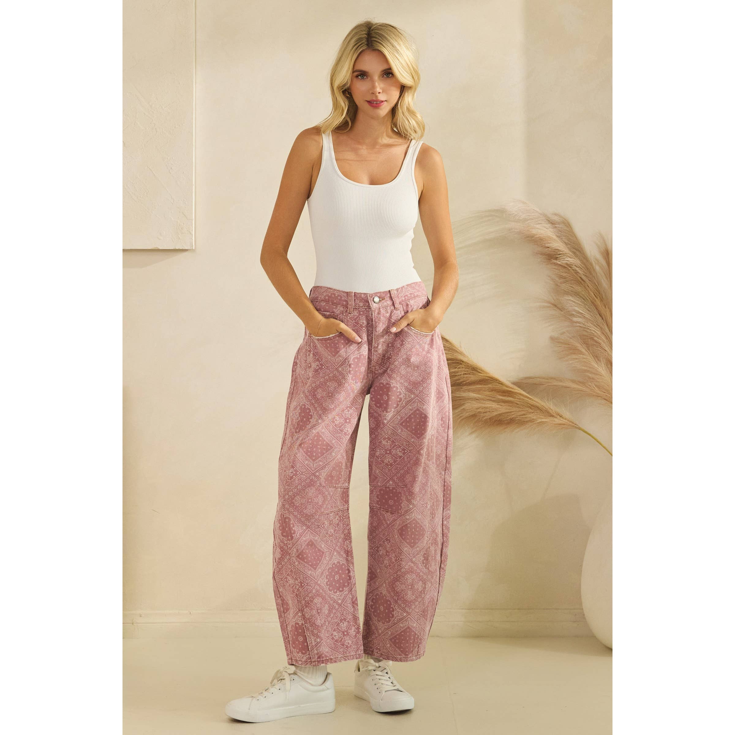 Vintage Pink Paisley Denim in - photo
