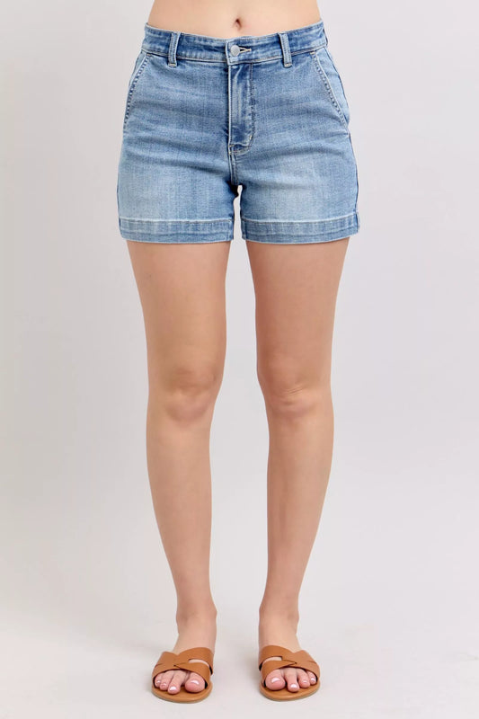 Judy Blue Mid Rise Denim Shorts in MD - photo