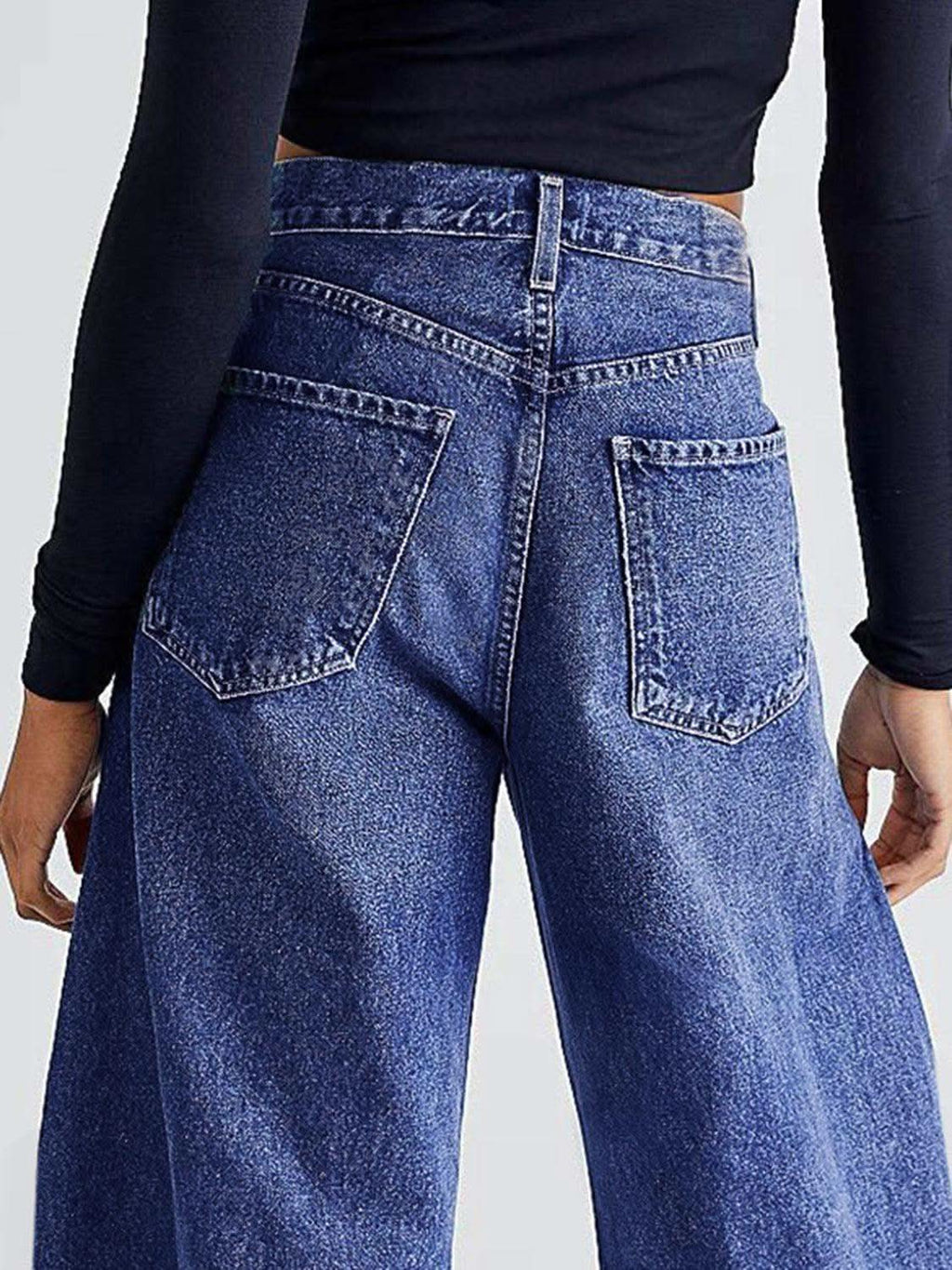 Raw Hem Wide Leg Jeans with Pockets - SwagglyLife Home & Fashion