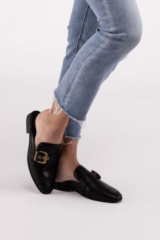 Chantal-S Buckle Backless Slides Loafer Shoes - SwagglyLife Home & Fashion