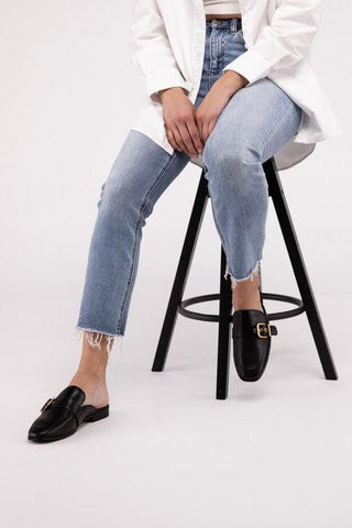 Chantal-S Buckle Backless Slides Loafer Shoes - SwagglyLife Home & Fashion