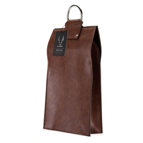 Viski Faux Leather Double-Bottle Wine Tote