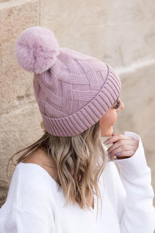 Chunky Knit Fur Pom Beanie - SwagglyLife Home & Fashion