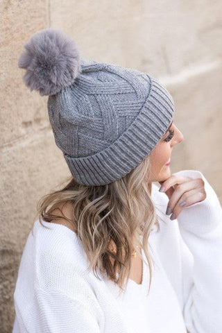 Chunky Knit Fur Pom Beanie - SwagglyLife Home & Fashion