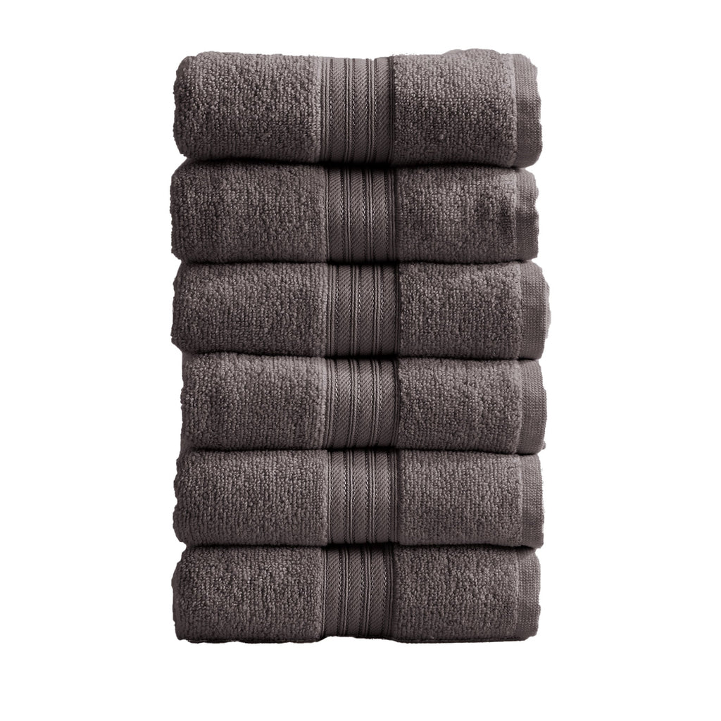 Cotton Terry Bath Towel Set - Cooper Collection in Hand Towel (Pack of 6) Dark Grey - photo