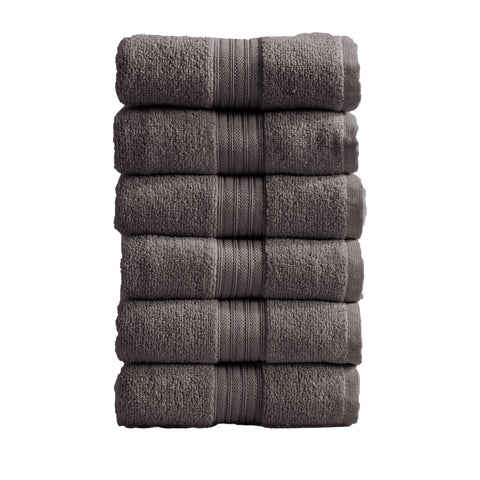 Cotton Terry Bath Towel Set - Cooper Collection in Hand Towel (Pack of 6) Dark Grey - photo