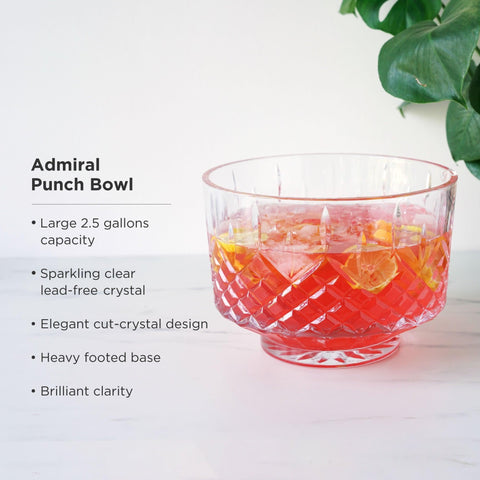 Viski Admiral Crystal Punch Bowl and Tumbler Set