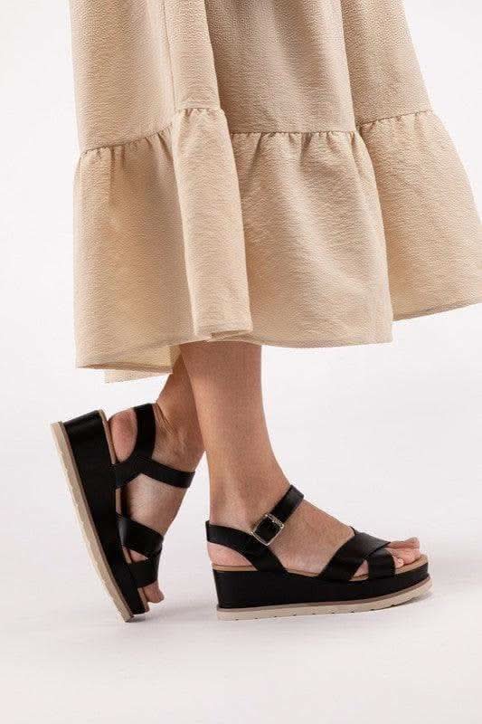 Clever-S Cross Strap Wedge Sandals - SwagglyLife Home & Fashion