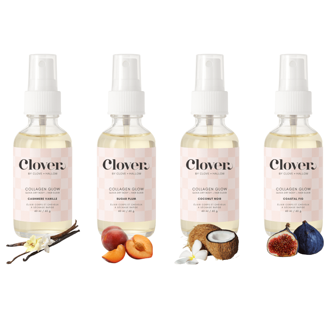 Collagen Glow Collection: Set of 4 Perfumed Quick-Dry Body + Hair Elixirs -
