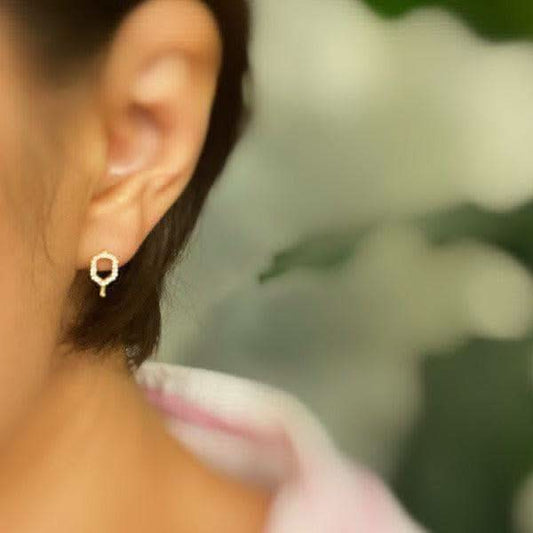 Club Pickleball Dainty Earrings, Gold in - Earrings photo