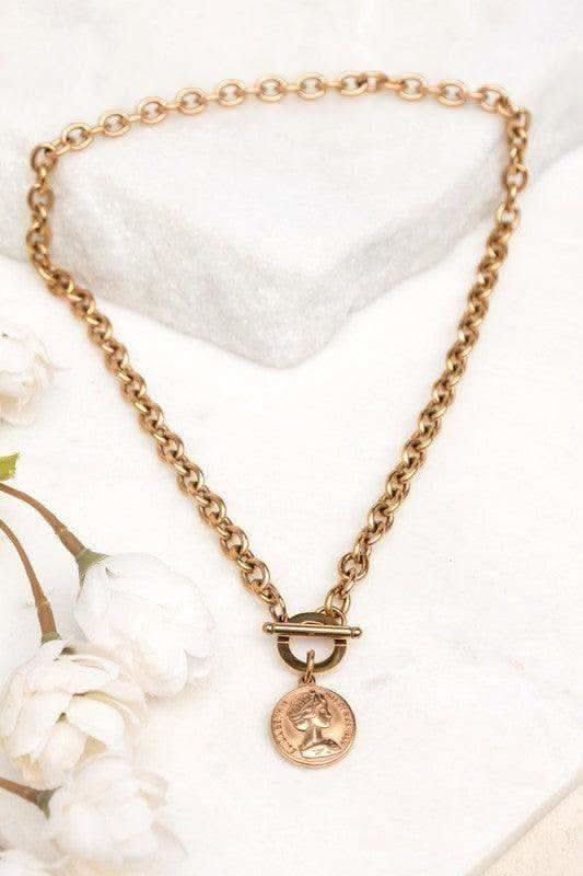 Coin Accent Chain Necklace - SwagglyLife Home & Fashion