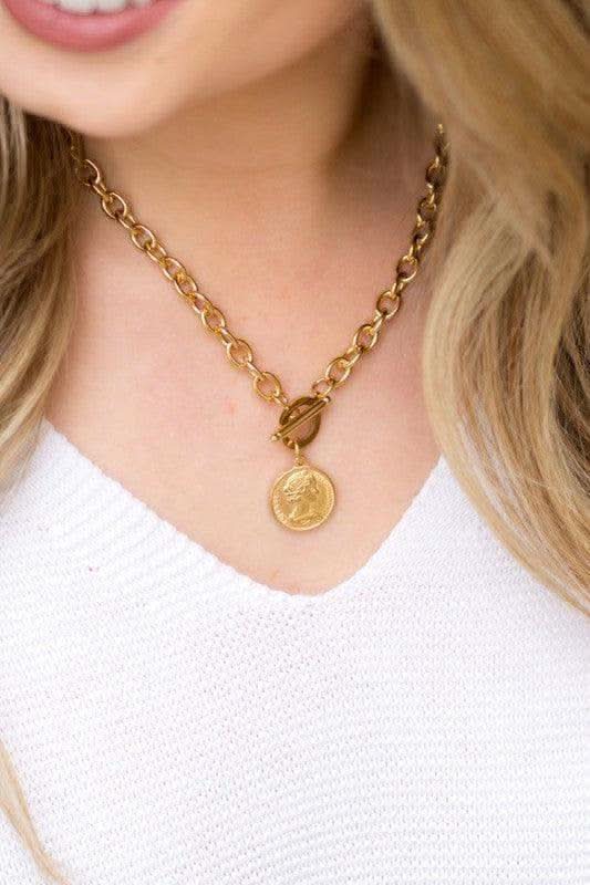 Coin Accent Chain Necklace - SwagglyLife Home & Fashion