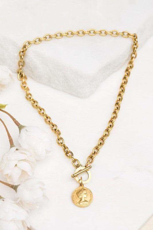 Coin Accent Chain Necklace - SwagglyLife Home & Fashion