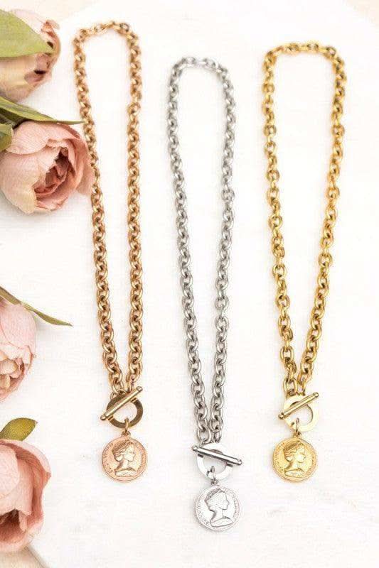 Coin Accent Chain Necklace - SwagglyLife Home & Fashion