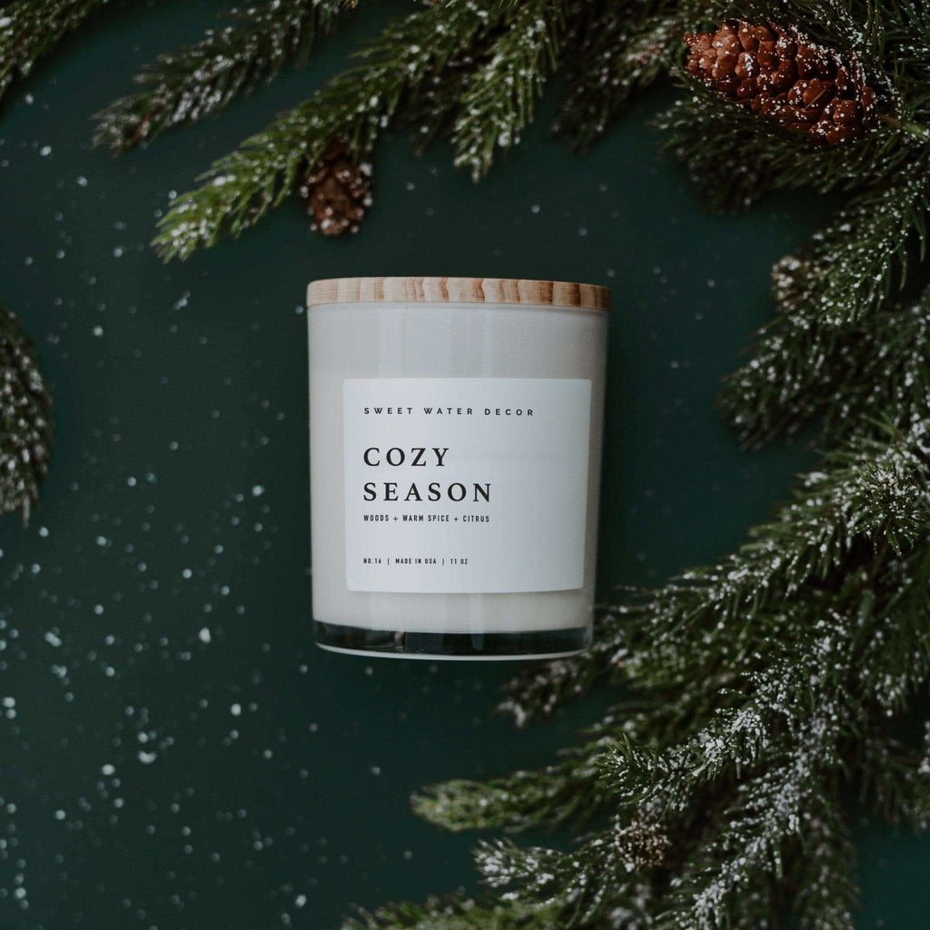 Cozy Season Soy Candle - White Jar - 11 oz - SwagglyLife Home & Fashion