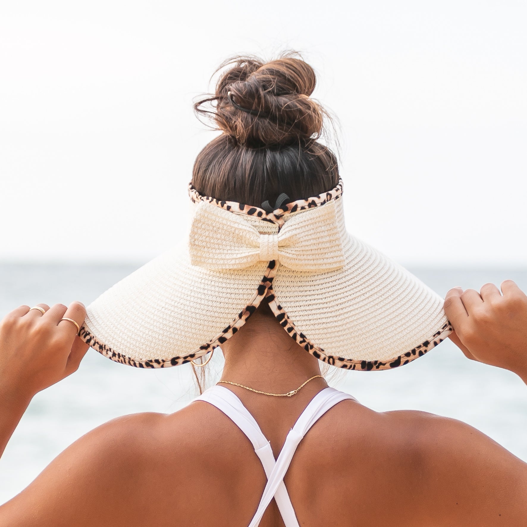Leopard Trim Foldable Bow Visors in - Sun Visor photo