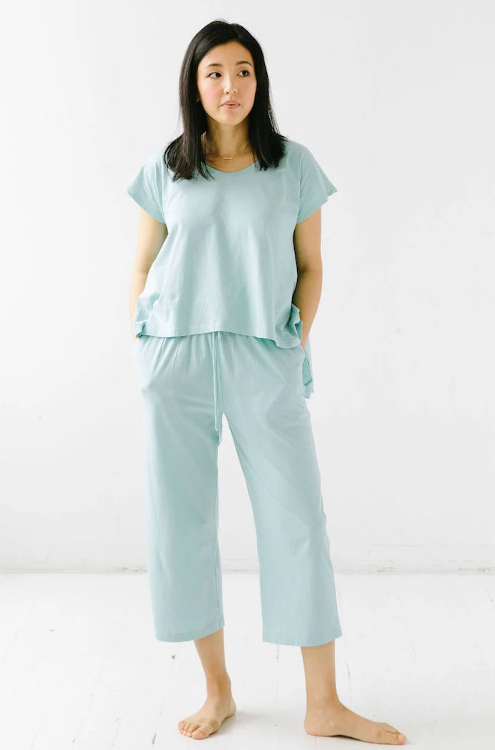 SALUA Cropped Tee & Capri in Aqua Haze - TOPS photo