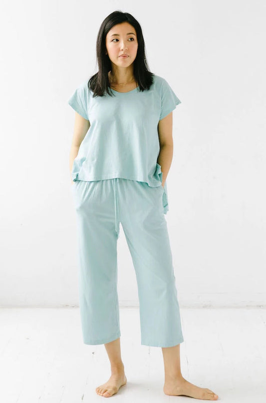 SALUA Cropped Tee & Capri in Aqua Haze - TOPS photo
