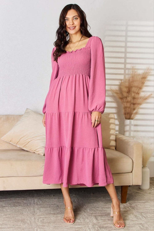 Culture Code Full Size Ruffle Trim Smocked Tiered Dress in Medium Rose - Dresses photo