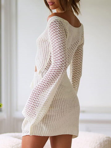 Cutout Lace-Up Long Sleeve Cover Up - SwagglyLife Home & Fashion