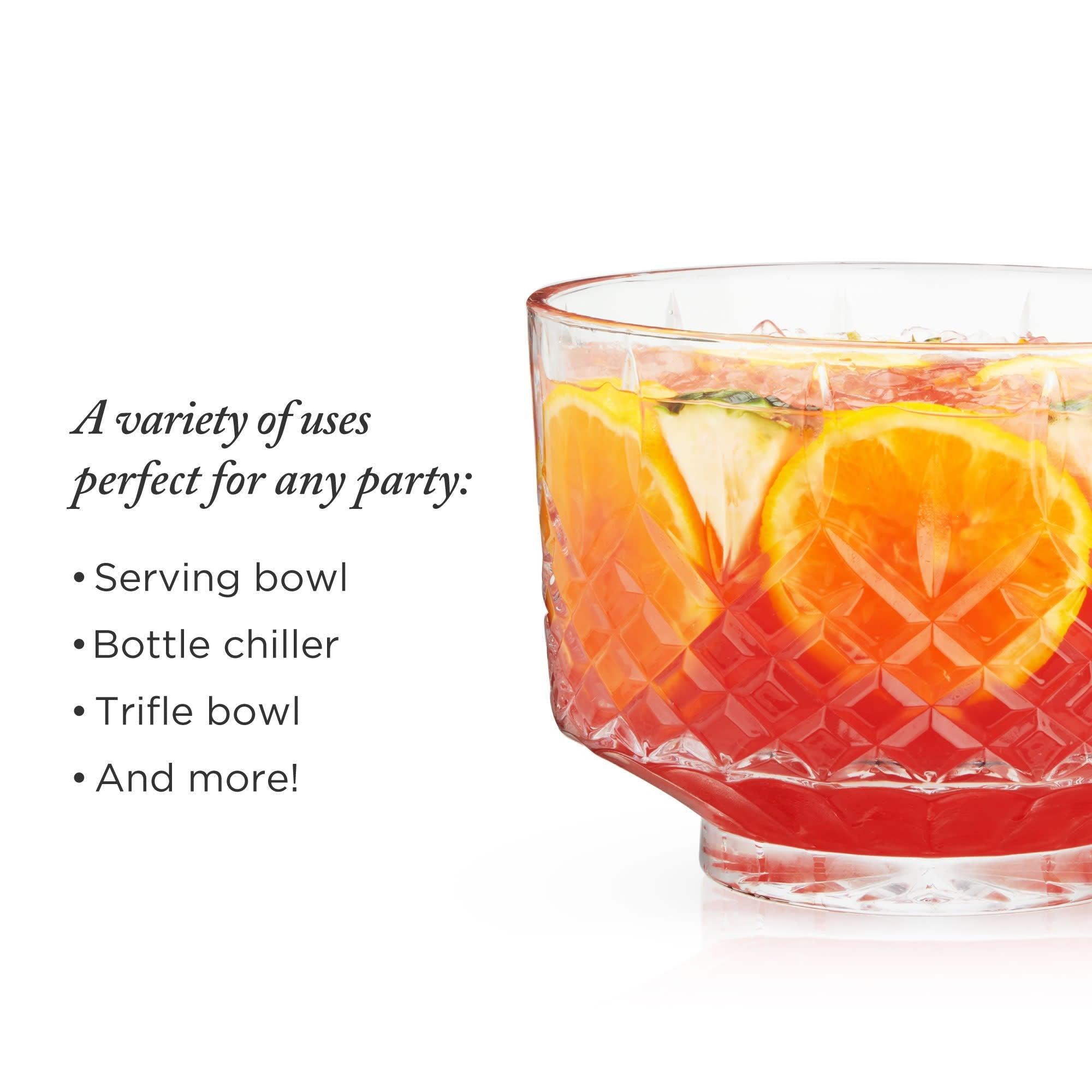 Viski Admiral Crystal Punch Bowl and Tumbler Set