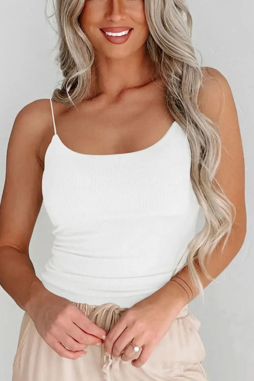 Ribbed Scoop Neck Cami - SwagglyLife Home & Fashion
