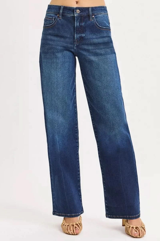 RISEN Mid Rise Wide Baggy Jeans in - photo
