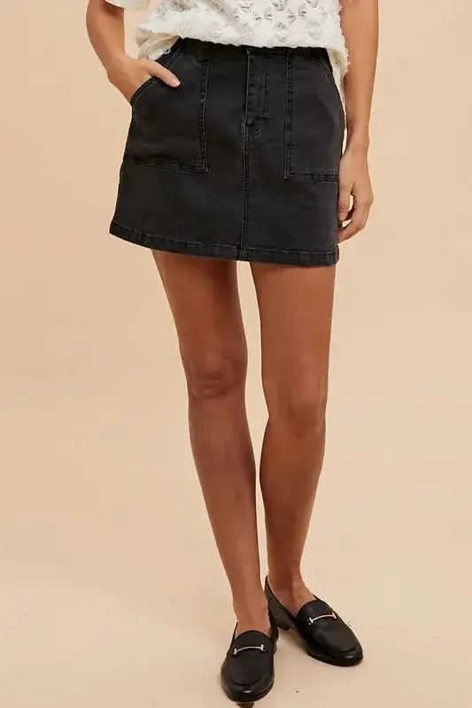 Annie Wear Cargo Denim Mini Skirt in - photo