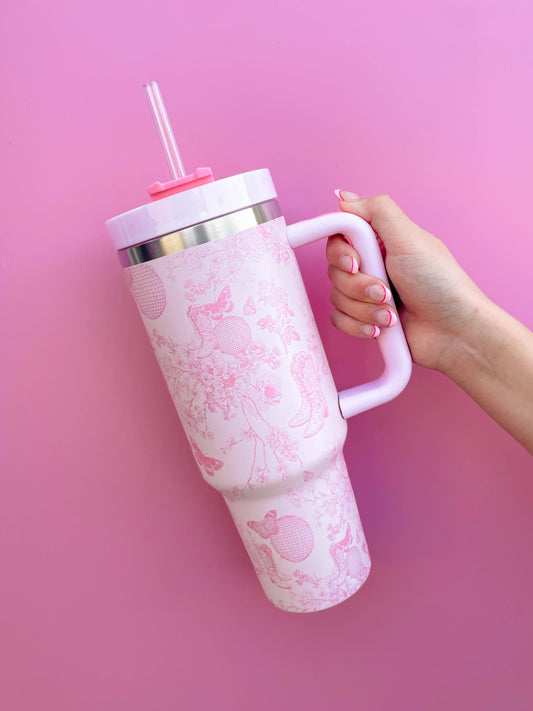 Pink Disco Cowgirl Toile 40oz Tumbler in - photo