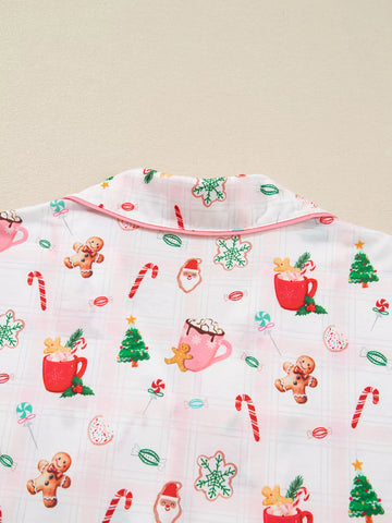 Christmas Spirit Cute Holiday Print Short Sleeve Shirt and Pants 2pcs Pajama Set in - photo