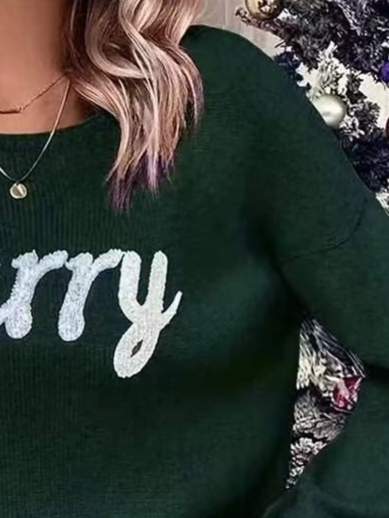 Merry Round Neck Dropped Shoulder Christmas Sweater in - photo