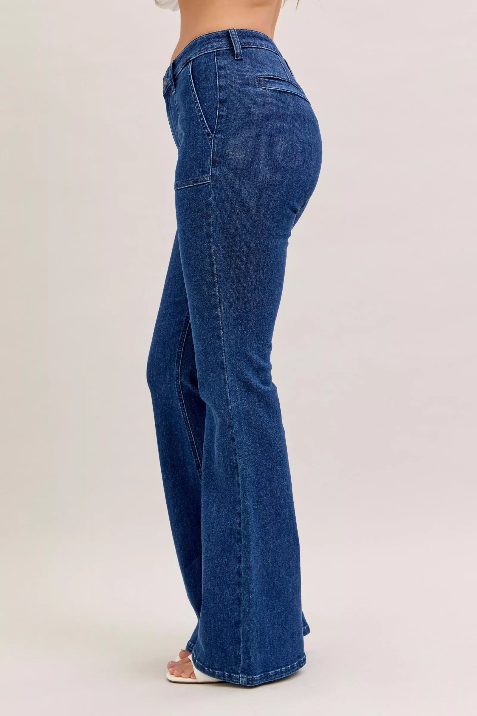 Judy Blue High Waist Flare Jeans with Front Patch Pockets in - photo