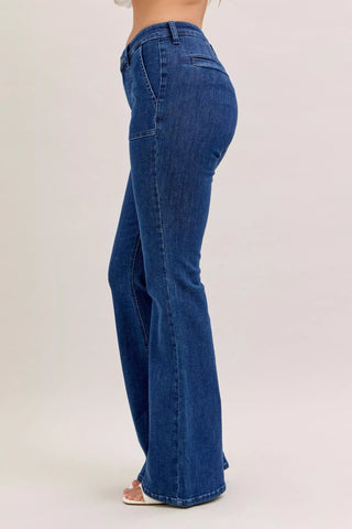 Judy Blue High Waist Flare Jeans with Front Patch Pockets in - photo