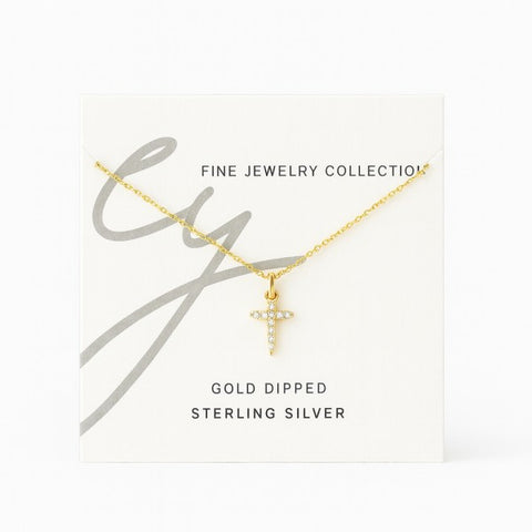 18K Gold Dipped Sterling Silver Dainty Cross Neckl in - photo