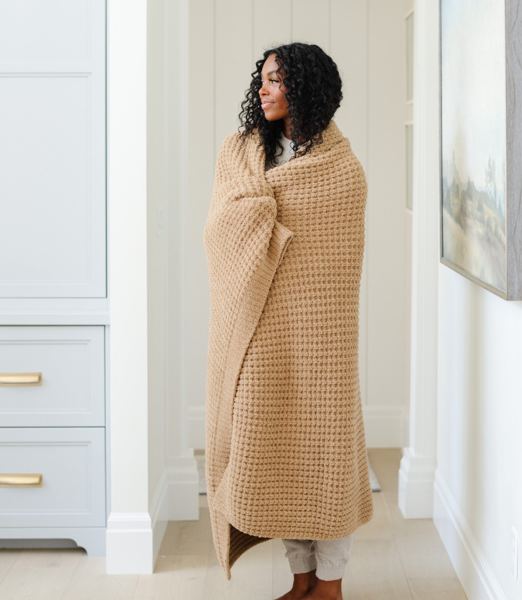 Saranoni Waffle Knit XL Throw Blankets in Allspice - photo