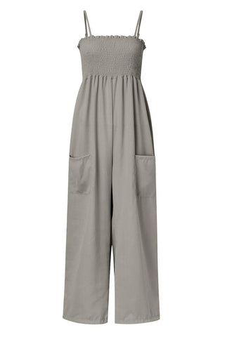 Dana Smocked Spaghetti Strap Wide Leg Jumpsuit - SwagglyLife Home & Fashion