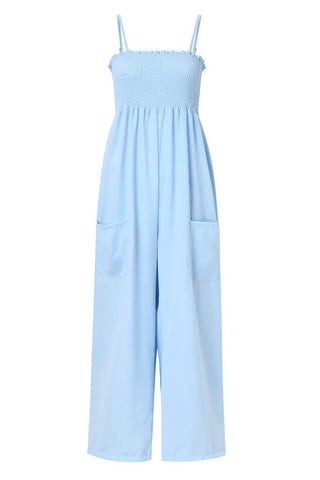 Dana Smocked Spaghetti Strap Wide Leg Jumpsuit - SwagglyLife Home & Fashion
