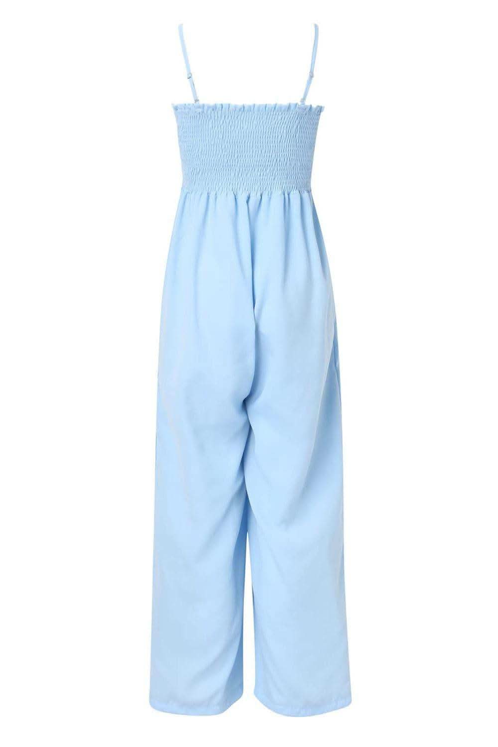 Dana Smocked Spaghetti Strap Wide Leg Jumpsuit - SwagglyLife Home & Fashion