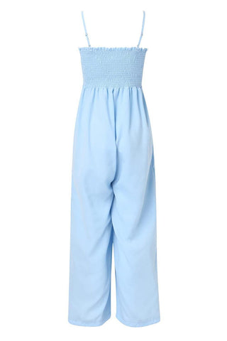 Dana Smocked Spaghetti Strap Wide Leg Jumpsuit - SwagglyLife Home & Fashion