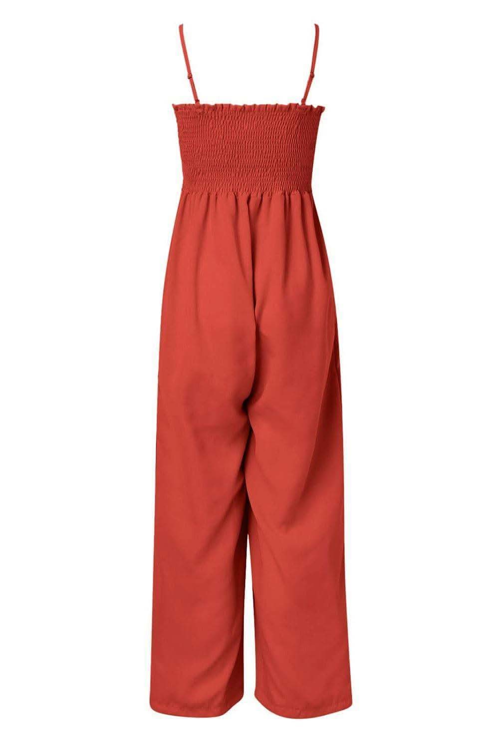 Dana Smocked Spaghetti Strap Wide Leg Jumpsuit - SwagglyLife Home & Fashion