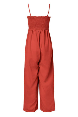 Dana Smocked Spaghetti Strap Wide Leg Jumpsuit - SwagglyLife Home & Fashion