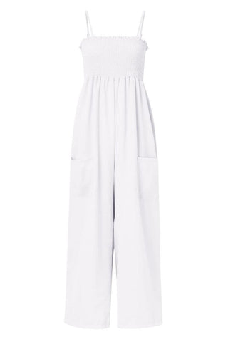 Dana Smocked Spaghetti Strap Wide Leg Jumpsuit - SwagglyLife Home & Fashion