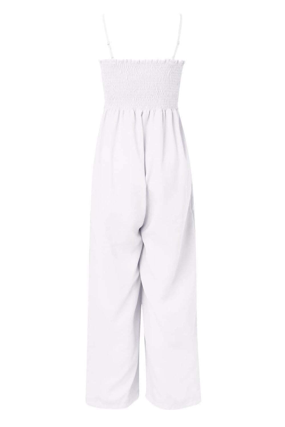 Dana Smocked Spaghetti Strap Wide Leg Jumpsuit - SwagglyLife Home & Fashion